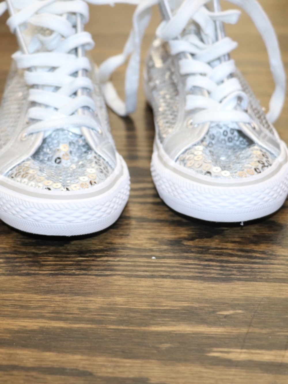 Girls Balera Silver Sequin High Top Hip Hop Dance Sneakers Size 5 WL6034 - Picture 9 of 11